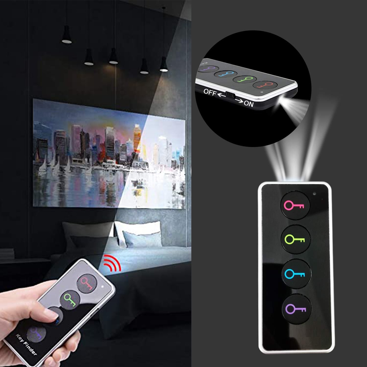 Key Finder With Sim Card of 4 Find My Keys Device Stick on Remote Finder Beeper Tracker Tags for Car Keys and Control Finder