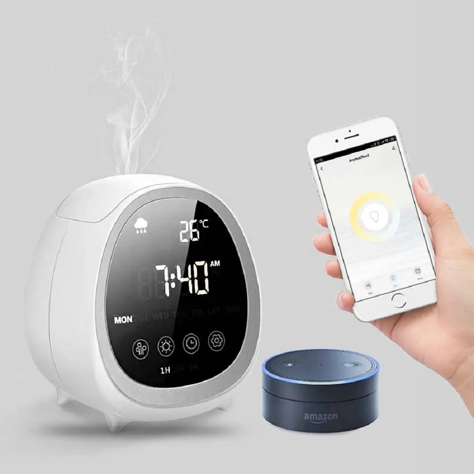 Intelligent WiFi Diffuser Humidifier with Alarm Clock Function Portable Mini Cute Humidifier for Car Humidificador
