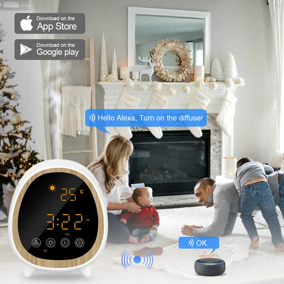 Intelligent WiFi Diffuser Humidifier with Alarm Clock Function Portable Mini Cute Humidifier for Car Humidificador