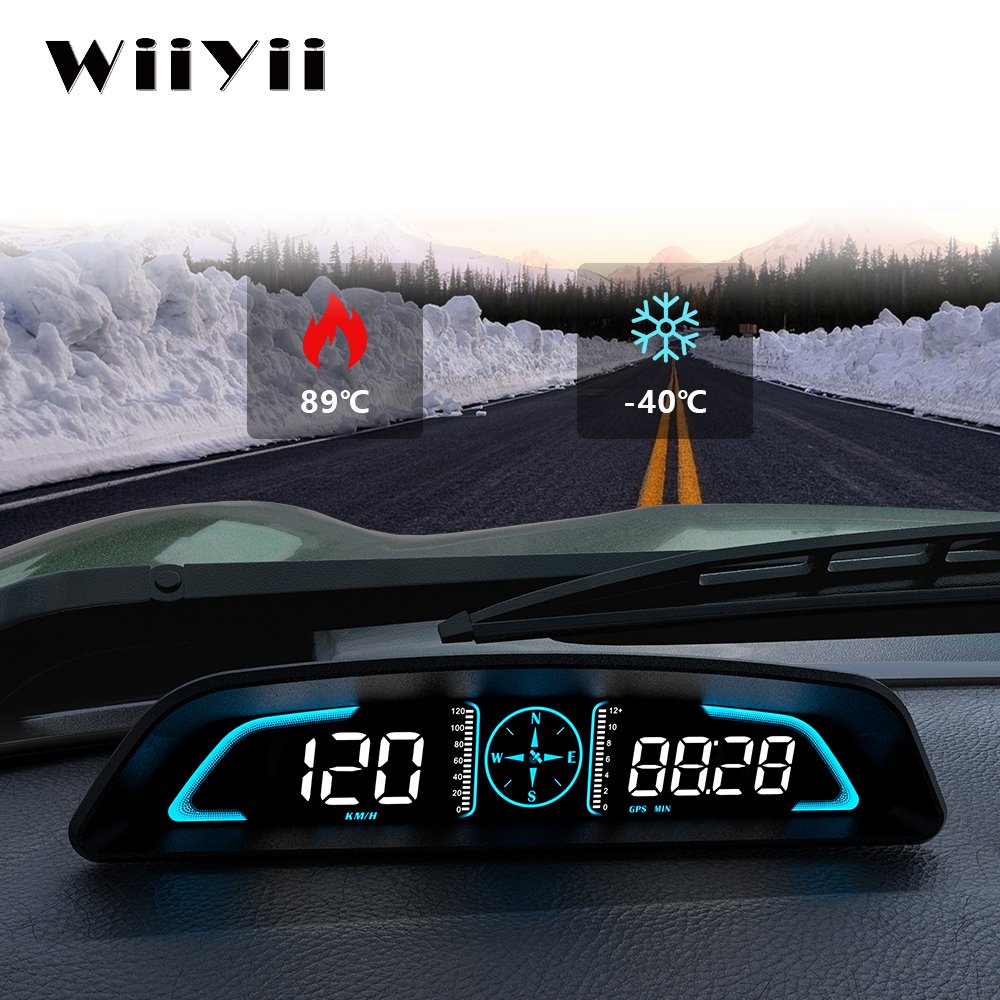 WiiYii New Smart Gauge G3 LED Head-up Display Digital Speedometer GPS-enabled Car HUD easy plug with Speed Clock Diagnostic Tool