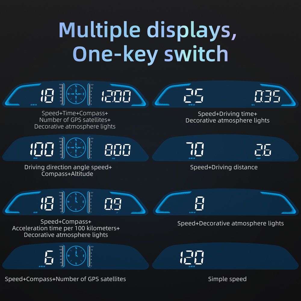 GPS Projector Touch Screen Car Hud OBD Head up Display Vehicle Speed Time Compass Level On-Board Display Car Alarm