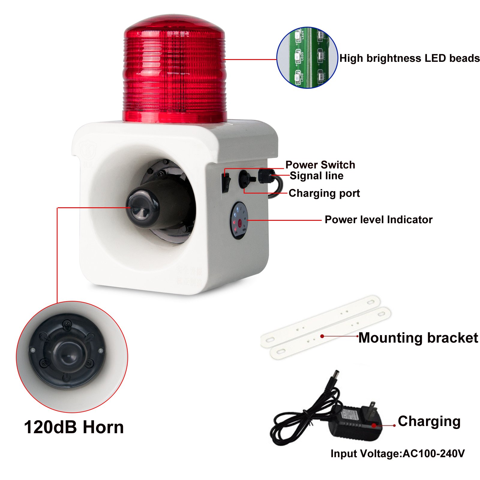 High Power 120dB Motion Detection Alarm IP65 Waterproof Dustproof Infrared Wireless Anti-theft Alarm for Vehicles Bicycles Car
