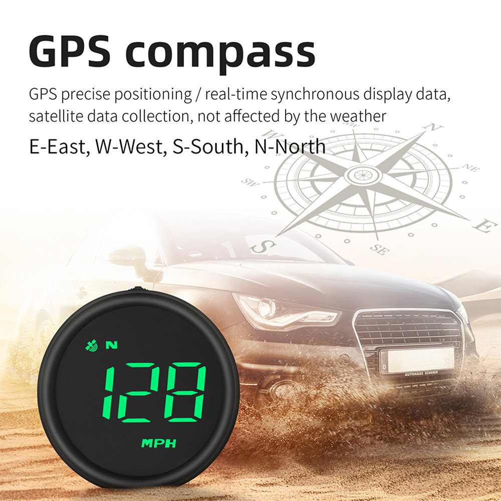 Podofo Auto Head-up Display Universal Vehicle Dash Board Speed Indicator HD Car HUD GPS Digital Speedometer for All Car