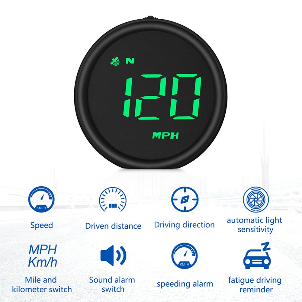 Podofo Auto Head-up Display Universal Vehicle Dash Board Speed Indicator HD Car HUD GPS Digital Speedometer for All Car