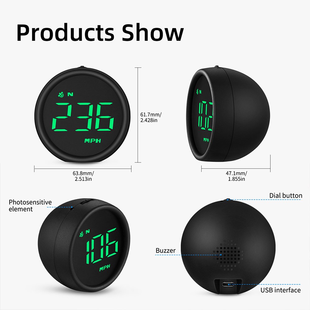 Podofo Auto Head-up Display Universal Vehicle Dash Board Speed Indicator HD Car HUD GPS Digital Speedometer for All Car