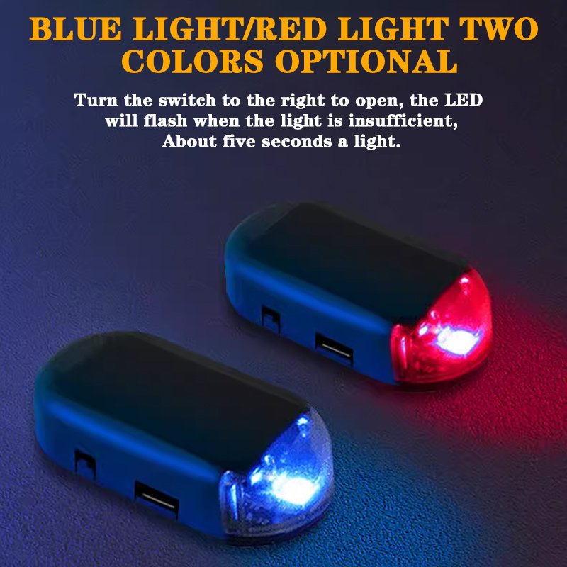Hot Sale Blue Red LED Car Warning Light Lamp Security Anti-Theft Flash Blinking Caution Car Solar Alarm Light