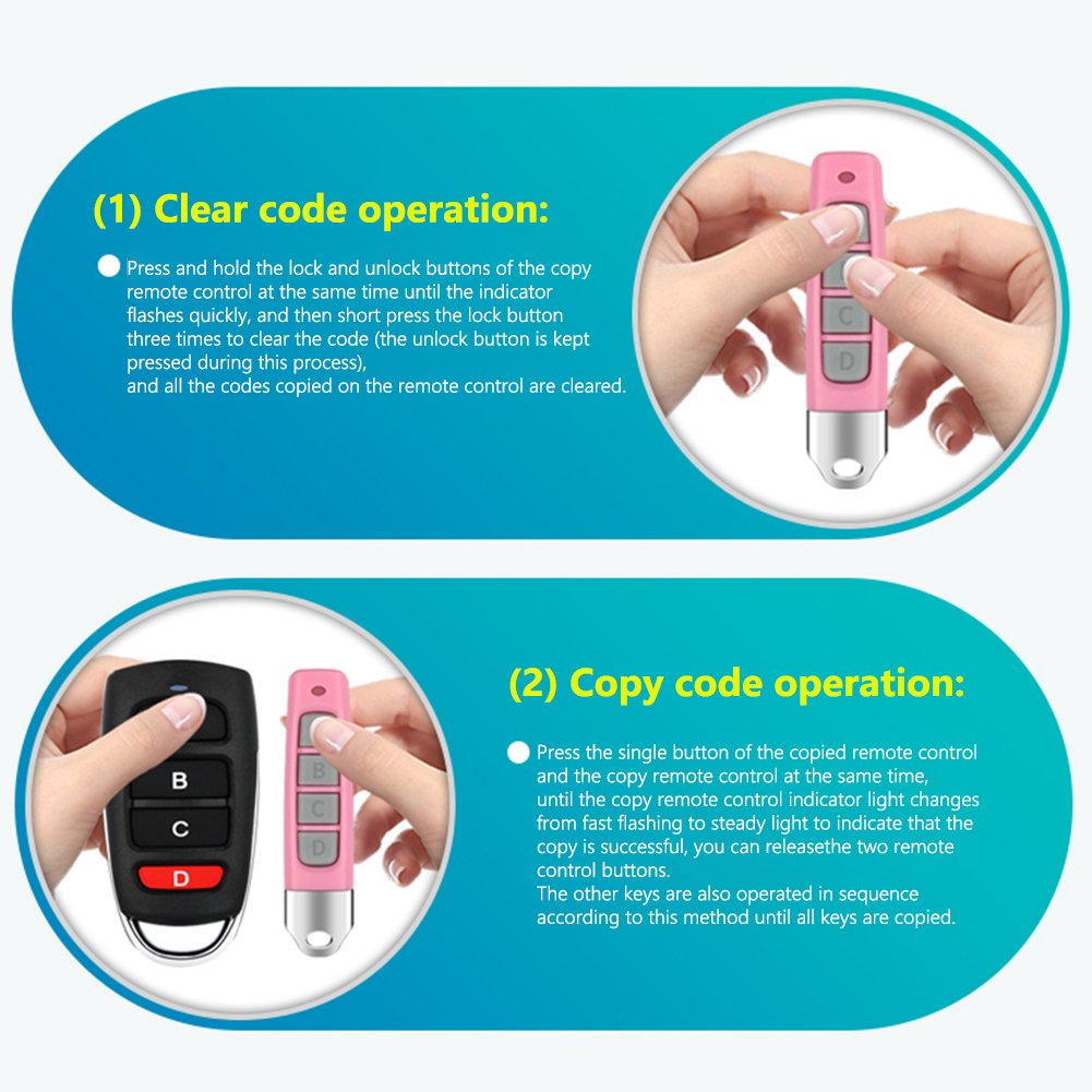 315MHz 433MHz Wireless RF Garage Door Opener Remote Control 4 Buttons Remote Control Duplicator