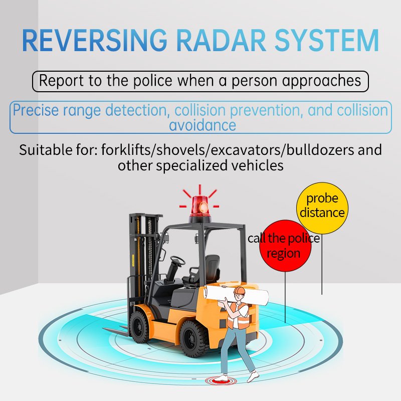 Forklift Reversing Assist,radar Detector Oil Truck Universal 10-80V Area Buzzer Voice Alarm,forklift Collision Prevention System