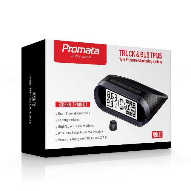 Wireless Solar TPMS Display FreshData Tech, Real-Time Pressure Monitoring, Adjustable Alarm, Upgradable to 14 Sensors