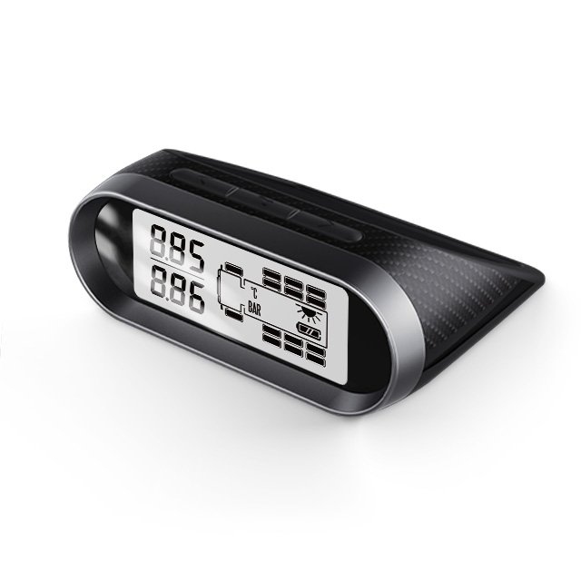 Wireless Solar TPMS Display FreshData Tech, Real-Time Pressure Monitoring, Adjustable Alarm, Upgradable to 14 Sensors