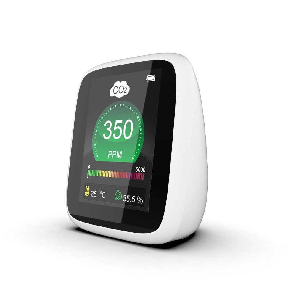 1000PPM CO2 Gas Analyzers Portable CO2 Tester for Indoor Air Quality Monitor with Alarm Infrared NDIR Sensor CO2 Meter White