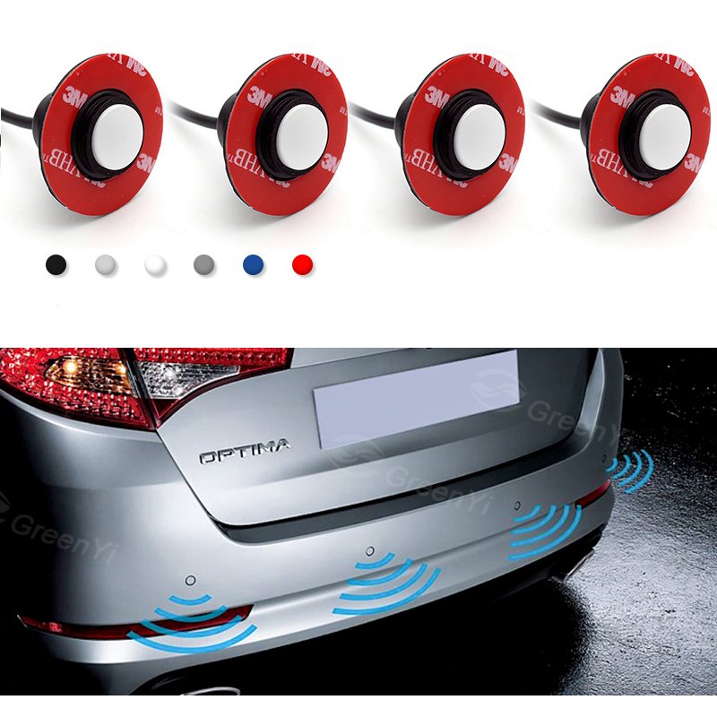 GreenYi Car Flat Parking Sensor System with 13MM Adjustable Round Sensors Reverse Backup Radar Sound Buzzer Alarm Waterproof