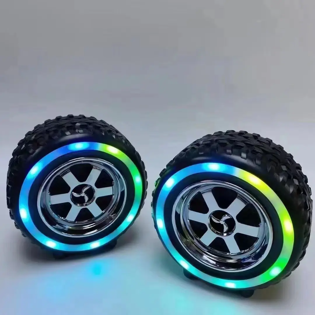 G2383 Car Tire Wireless Speaker LED Colorful Light Heavy Bass Speaker TWS RGB BTS Bluetooth Speaker Portable Mini Subwoofer