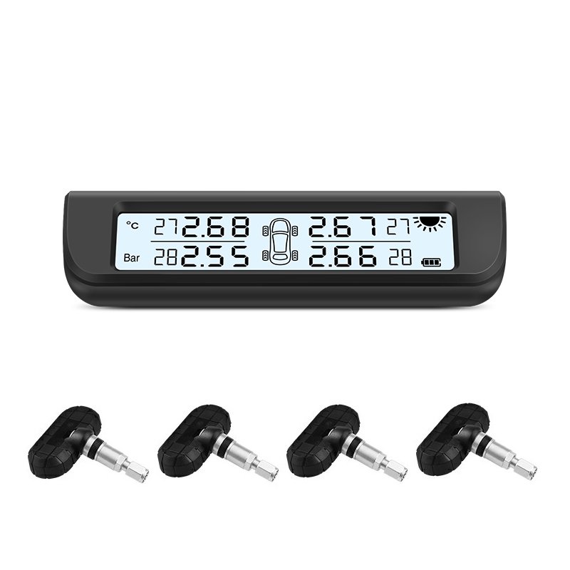 Solar Style TPMS Car Tire Pressure Monitoring Sensor System Security Alarm External Sensor Tire Pressure Display