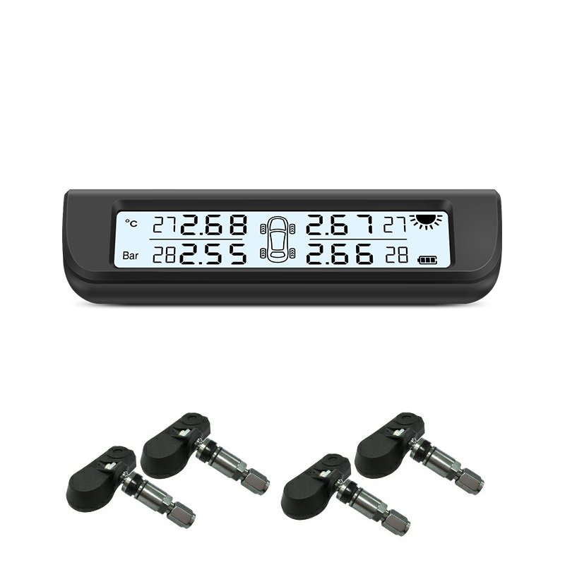 Solar Style TPMS Car Tire Pressure Monitoring Sensor System Security Alarm External Sensor Tire Pressure Display