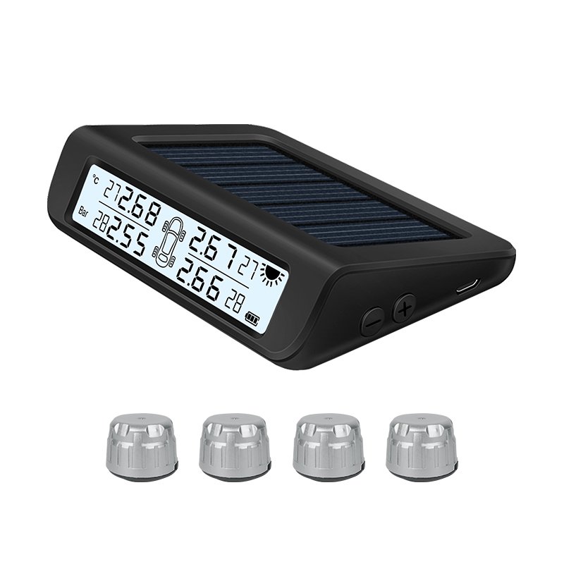 Solar Style TPMS Car Tire Pressure Monitoring Sensor System Security Alarm External Sensor Tire Pressure Display