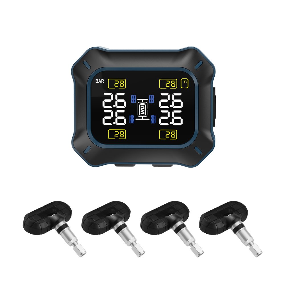 New Tire Pressure Monitoring System LCD Display Automatic Safety Alarm System Suitable for Family Cars and ATVs