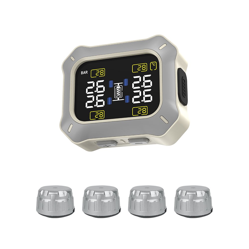 New Tire Pressure Monitoring System LCD Display Automatic Safety Alarm System Suitable for Family Cars and ATVs
