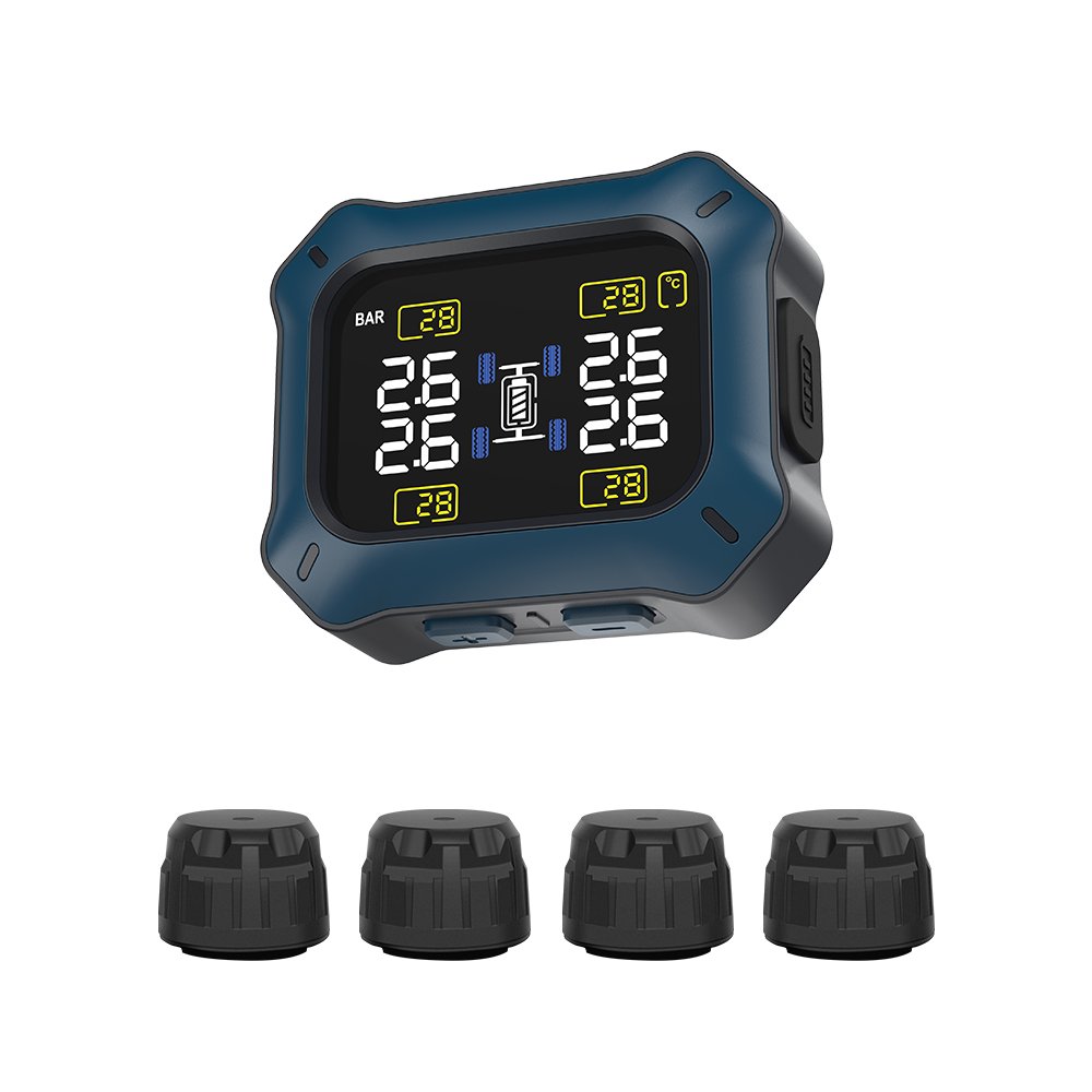 New Tire Pressure Monitoring System LCD Display Automatic Safety Alarm System Suitable for Family Cars and ATVs