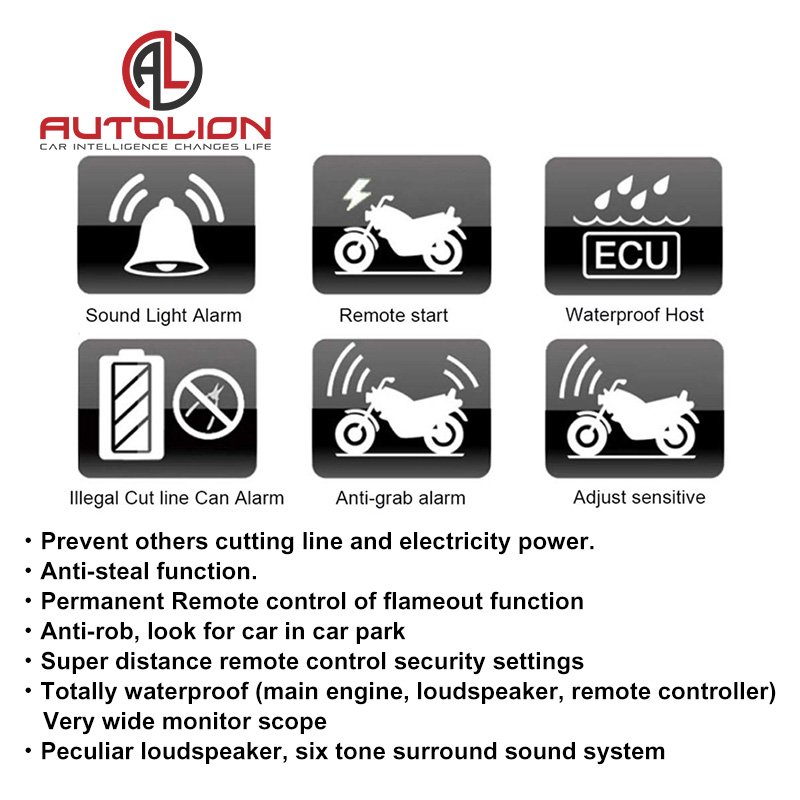 Motorbike Alarm System Electronic Anti-theft Security Motorcycle Kits with Battery