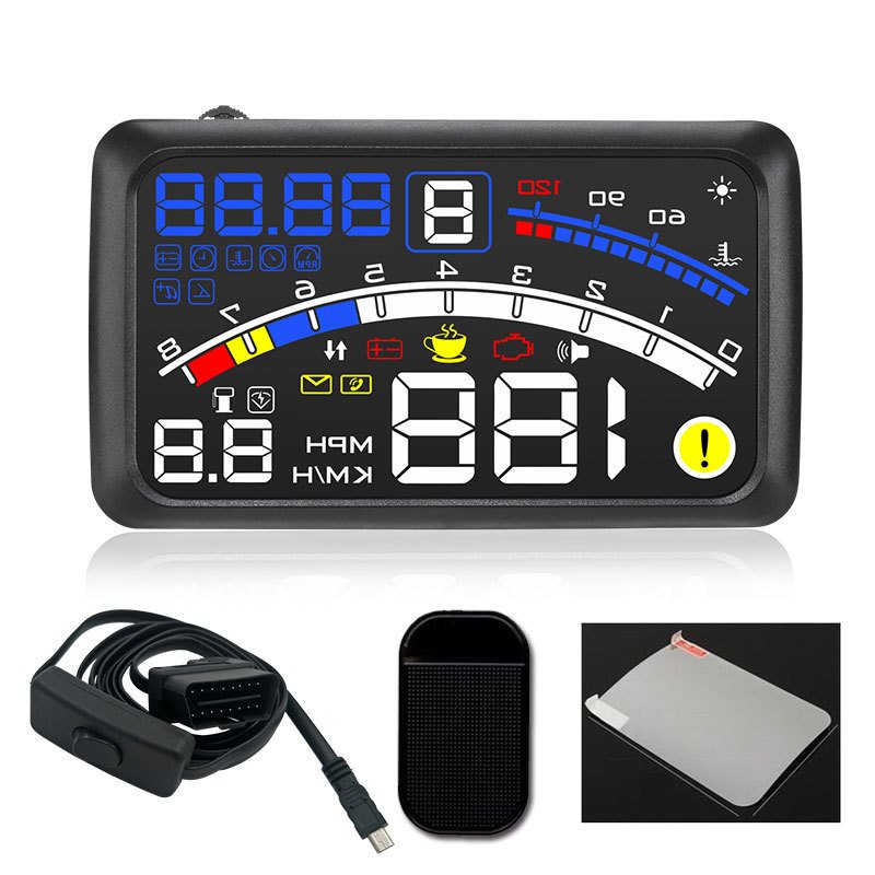5.5'' Car HUD Head up Display Over Speed Warning OBD2 Speedometer Projector Car Dashboard Mounted Projector