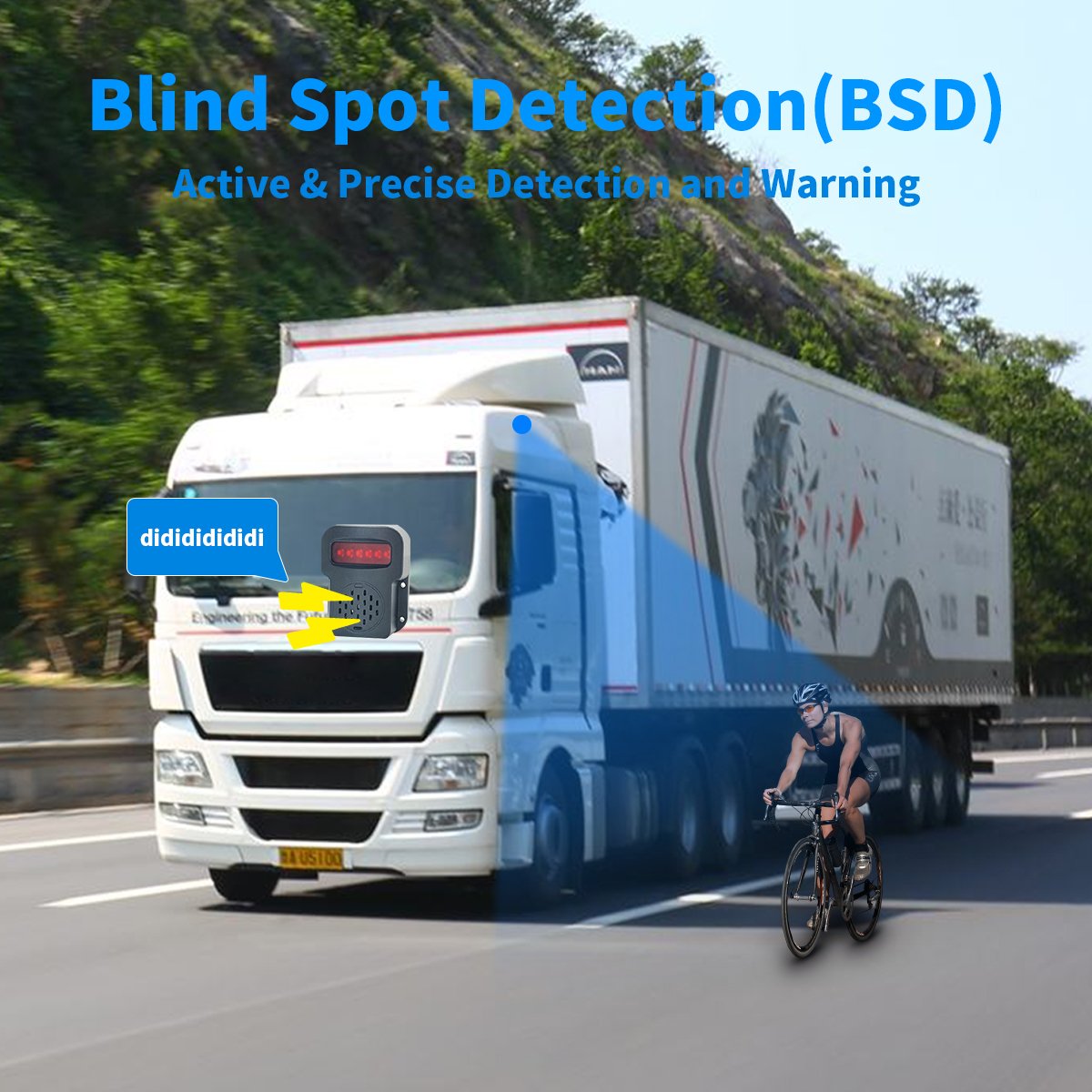 Truck Bus Forklift AI System Alarm Monitor Camera Reverse Flash Light Voice Alarm 7 Inch Monitor Security BSD Forklift AI Camera