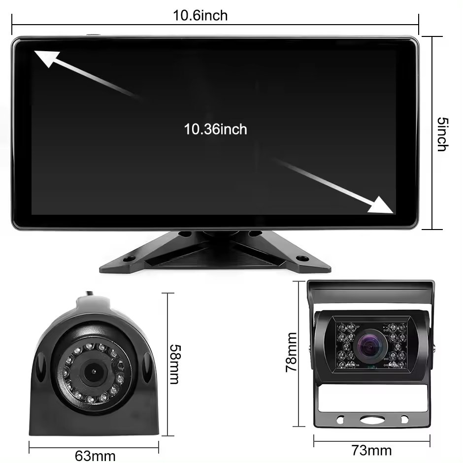 10.36inch Ips Driving Recorder Touch Screen Dash Cam Front and Rear 4k Terminal Truck Camera Bsd Blind Spot Ai Bus Monitoring