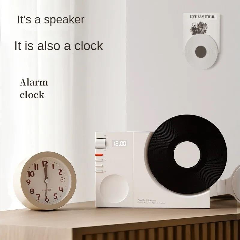 Bluetooth Speaker Desktop Retro Clock Speaker Digital Alarm Clock Subwoofer Film Rotatable Audio Home Smart Stereo BT Speaker