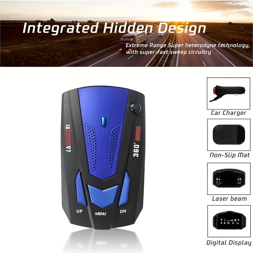 V7 Radar Detector Voice Alert & Car Speed Alarm System With 360 Degree Detection