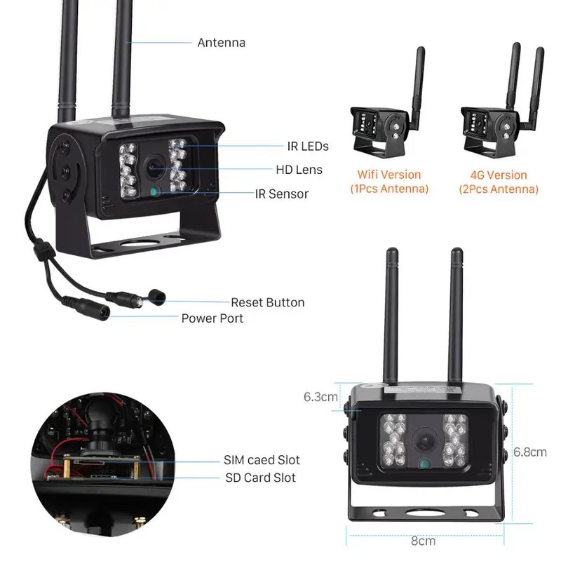 4G WIFI Vehicle Mobile Surveillance Camera CMOS Sensor Truck Camera Wireless IP Car Camera for Truck Bus