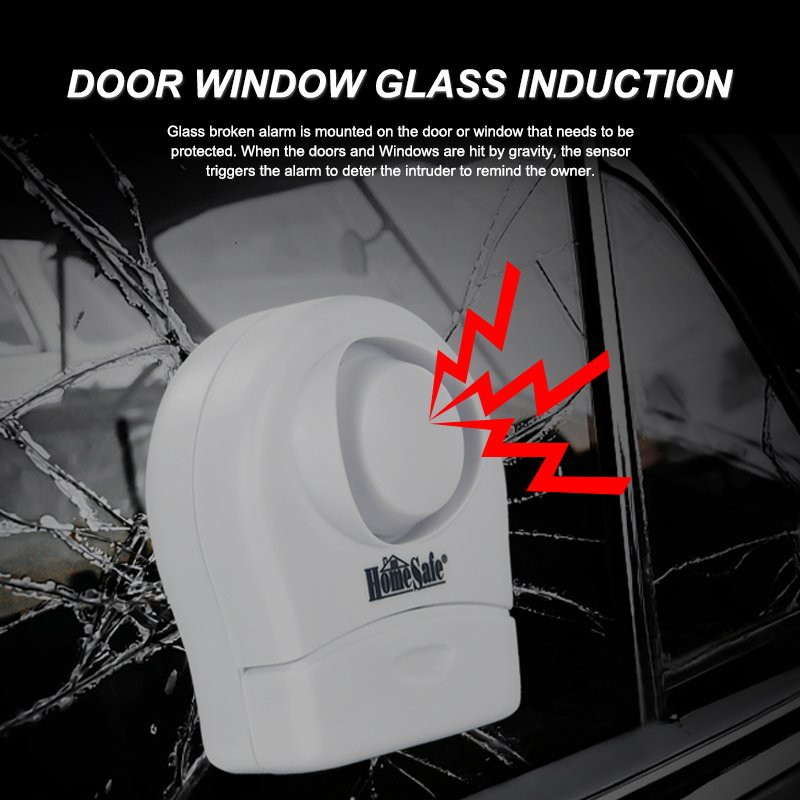 Glass Break Sensor Alarm 120dB Ultra-Slim Glass Break Detector Anti-Theft Vibration Sensor Alarm for Door and Window Security