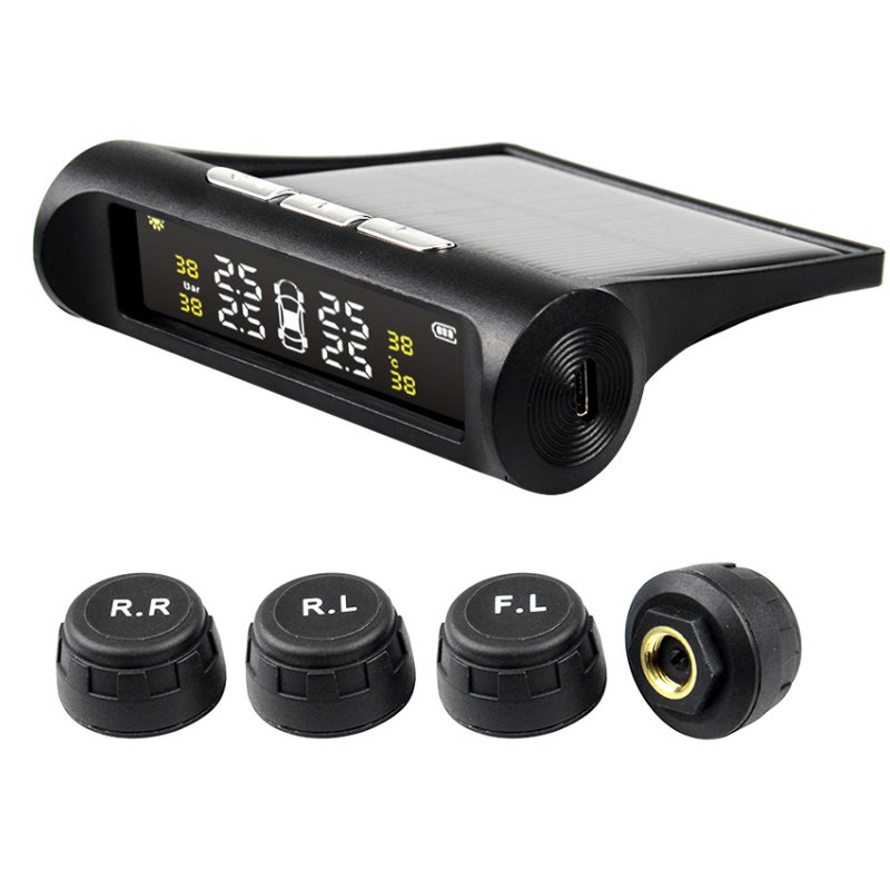Smart Solar TPMS Car Tire Pressure Alarm Monitor System 4 Wheel External Tyre Sensor Temperature Alert