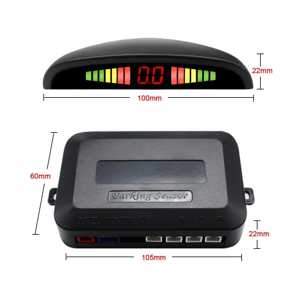 Smartour Packing Sensor Kit 4 Sensors LED Parking Sensor System Car Reverse Backup Radar Buzzer Warning Alarm LED Display