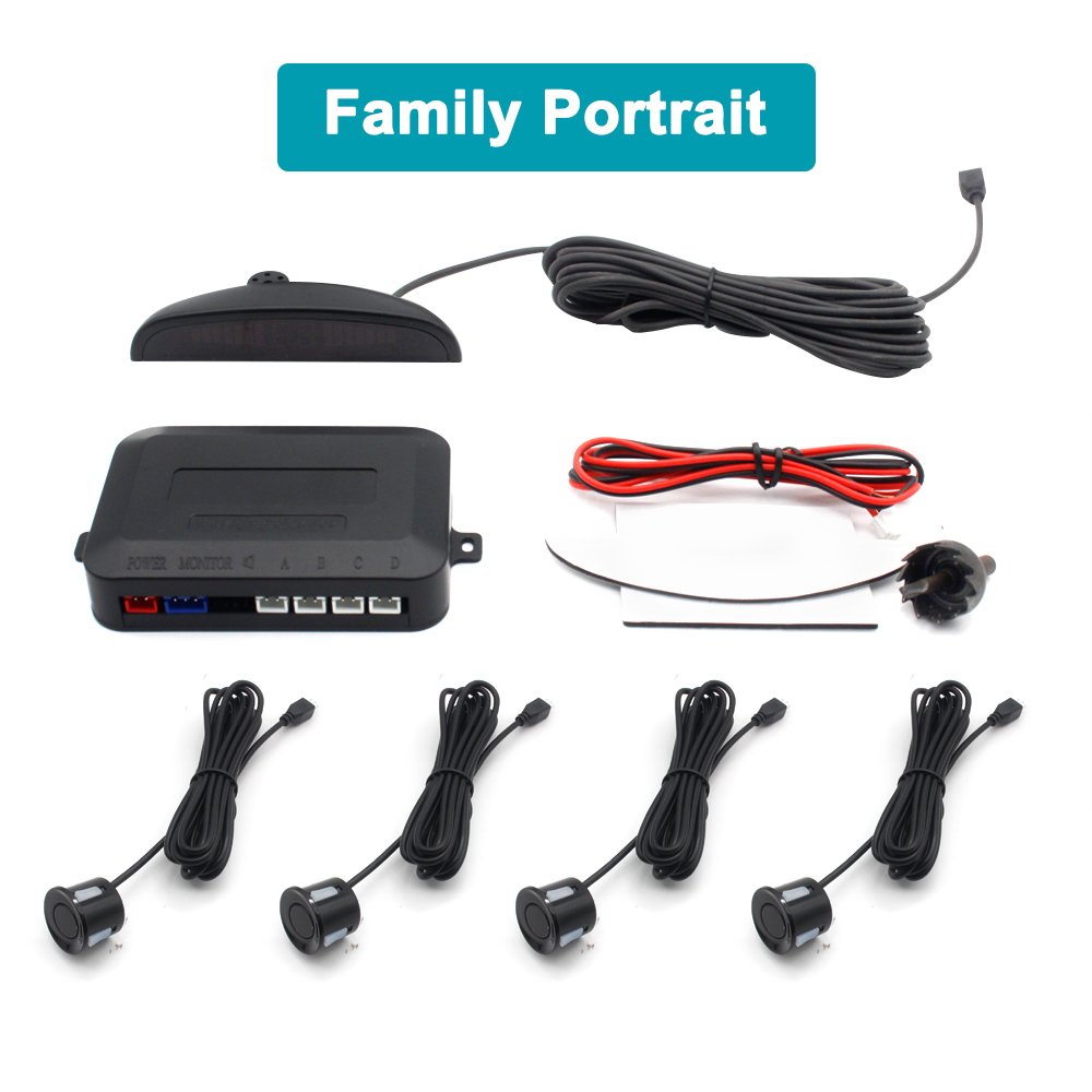 Smartour Packing Sensor Kit 4 Sensors LED Parking Sensor System Car Reverse Backup Radar Buzzer Warning Alarm LED Display