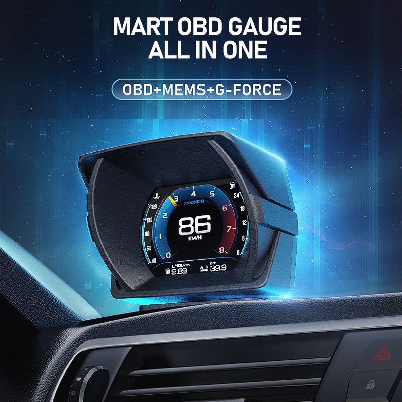 Factory Direct New Car OBD2 GPS LCD Meter Diagnostic Tools HUD Head up Display GPS Slopemeter Car Obd Gauge