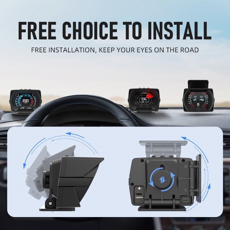 Factory Direct New Car OBD2 GPS LCD Meter Diagnostic Tools HUD Head up Display GPS Slopemeter Car Obd Gauge