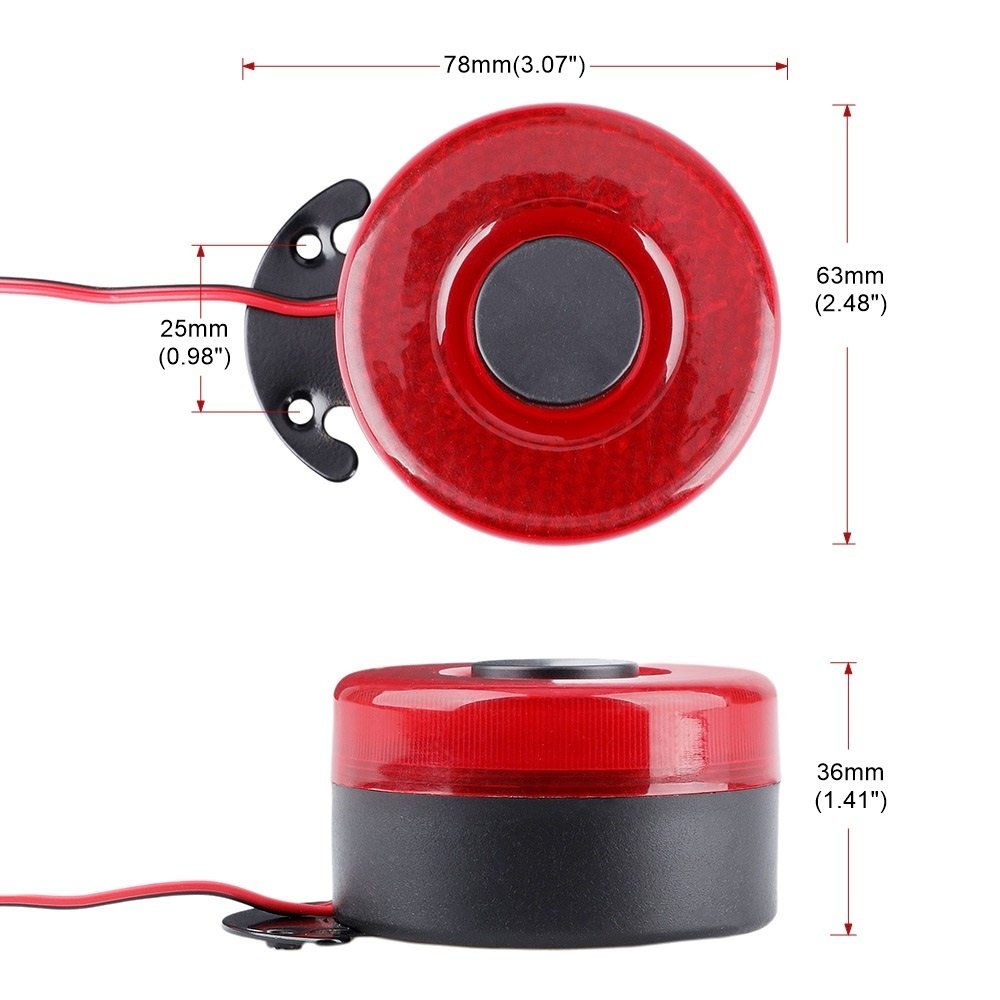 C 12V-24V 105dB Beep Reverse Beeper Air Horn Warning Siren 6 Sound Signal Backup Alarms Horns With Red LED for Car Boat Truck