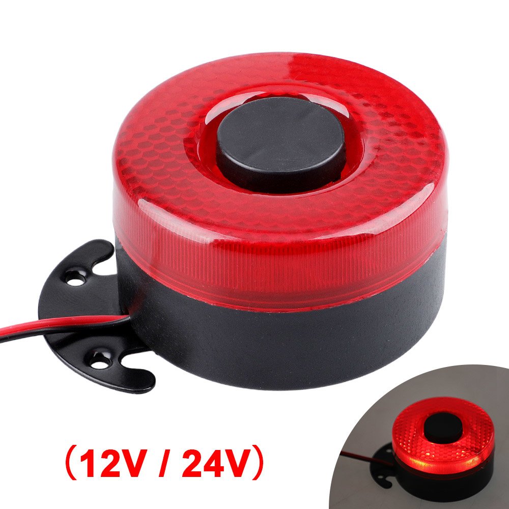 C 12V-24V 105dB Beep Reverse Beeper Air Horn Warning Siren 6 Sound Signal Backup Alarms Horns With Red LED for Car Boat Truck