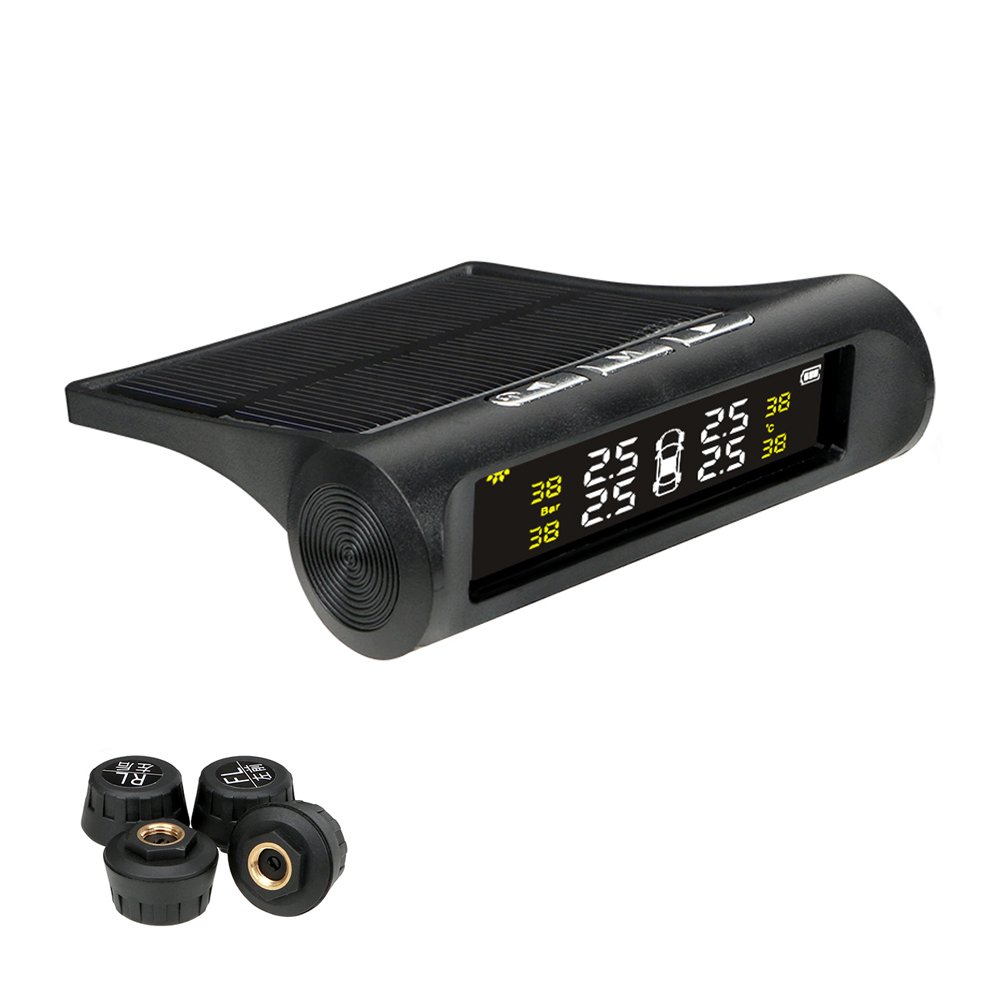Car Tire Pressure Monitor System TPMS Tyre Pressure Monitoring Solar Power Digital LCD Display Auto Security Alarm Systems Tyre