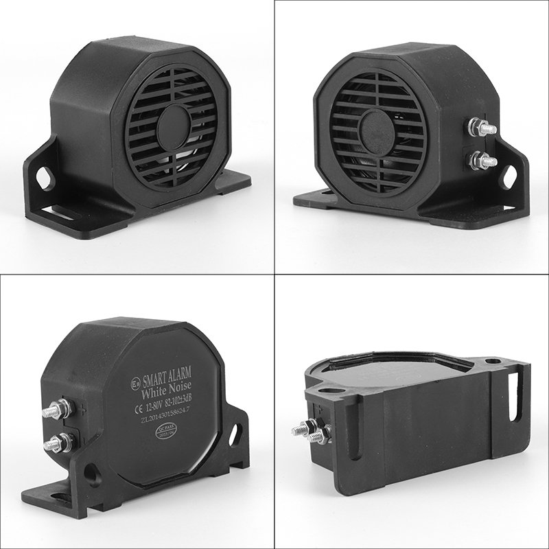 DC12-80V 76-102db White Sound & Multi-frequency Smart Alarm Self Adjusting Reverse Warning Alarms Truck Backup Alarm Siren