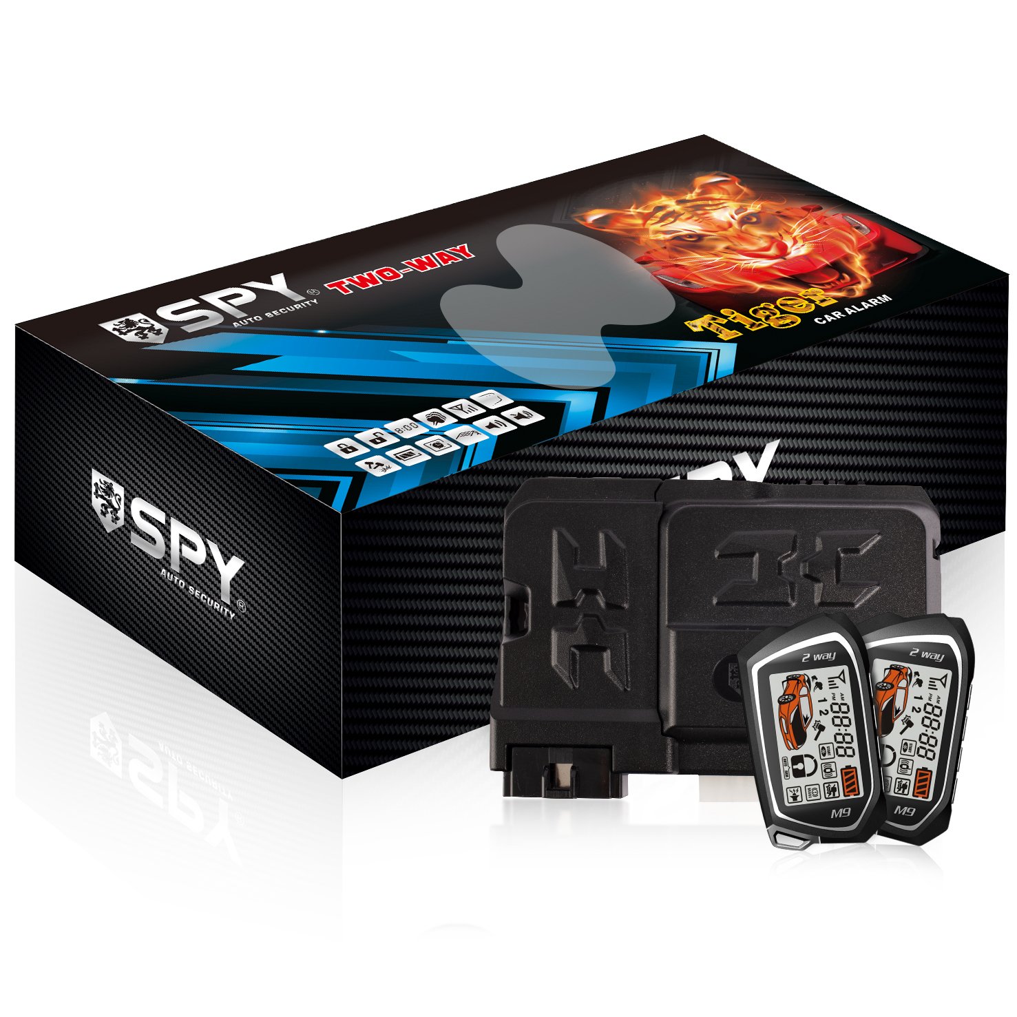 SPY Two Way Car Alarm Smart Phone Control Car Keyless Entry System Remote Engine Start Pke Entry Car Alarms Smart Key