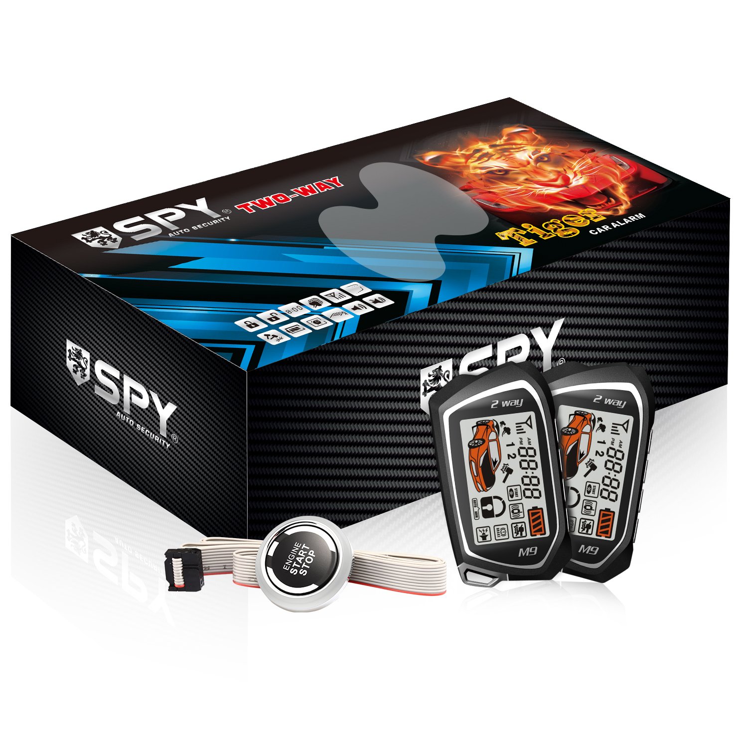 SPY Two Way Car Alarm Smart Phone Control Car Keyless Entry System Remote Engine Start Pke Entry Car Alarms Smart Key