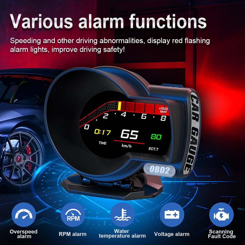 Universal OBD2 GPS Smart Gauge Newest Upgrade Version HUD F8 Plus Smart Digital Instrument OBDII Speedometer