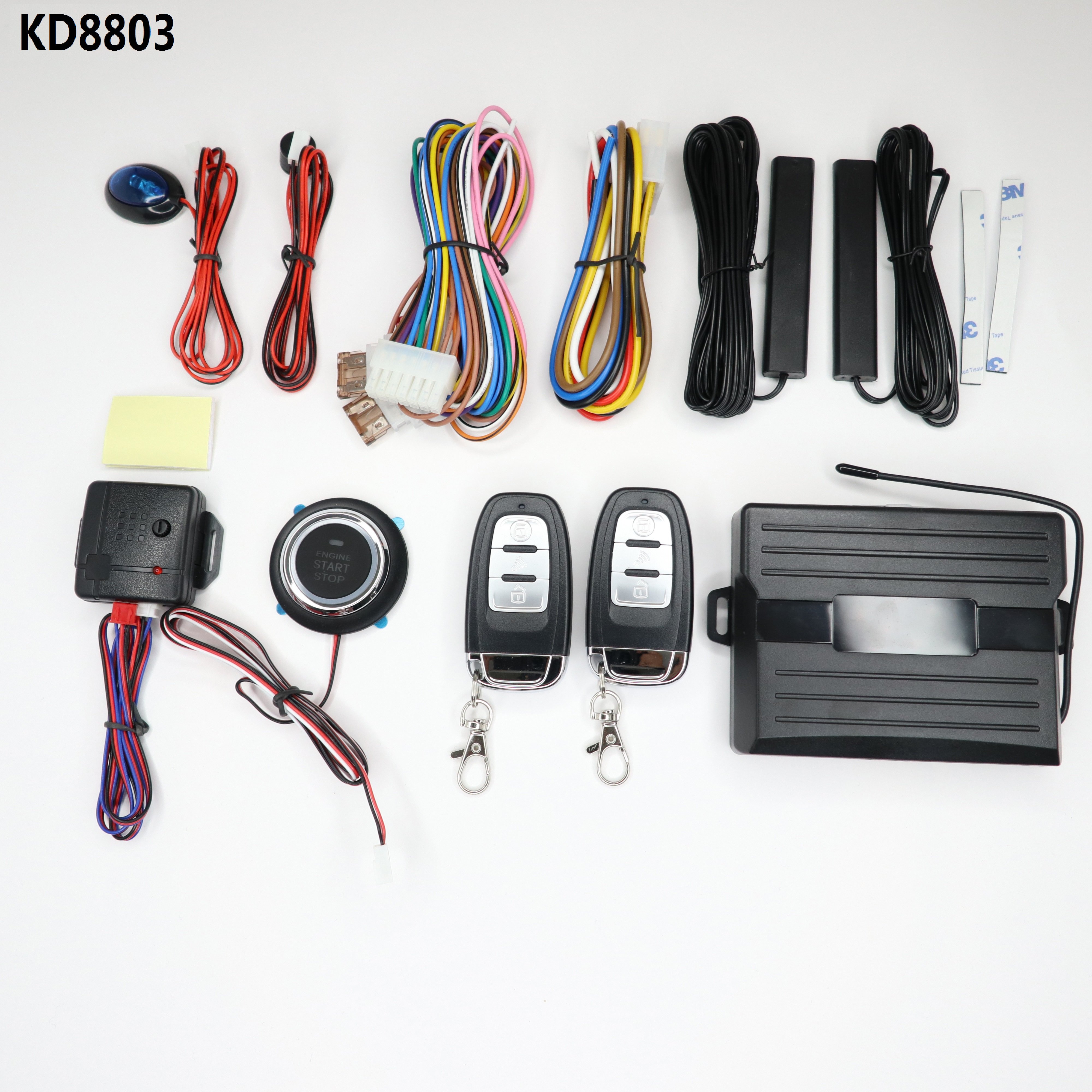 DC 12V PKE Car Alarm Push Button Passive Keyless Entry with Reset Learn Key Car Smart Automation Start Stop Engine System