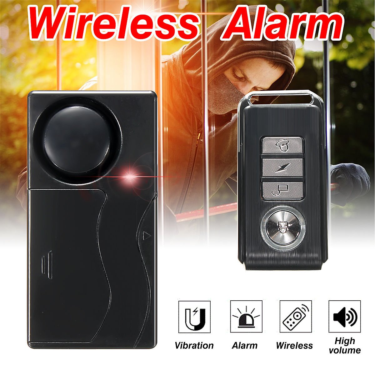 Factory Source Wireless Remote Control Frequency 433 MHz Auto Alarm Siren for Bike Car Window Door Anti-theft Vibration Sensor