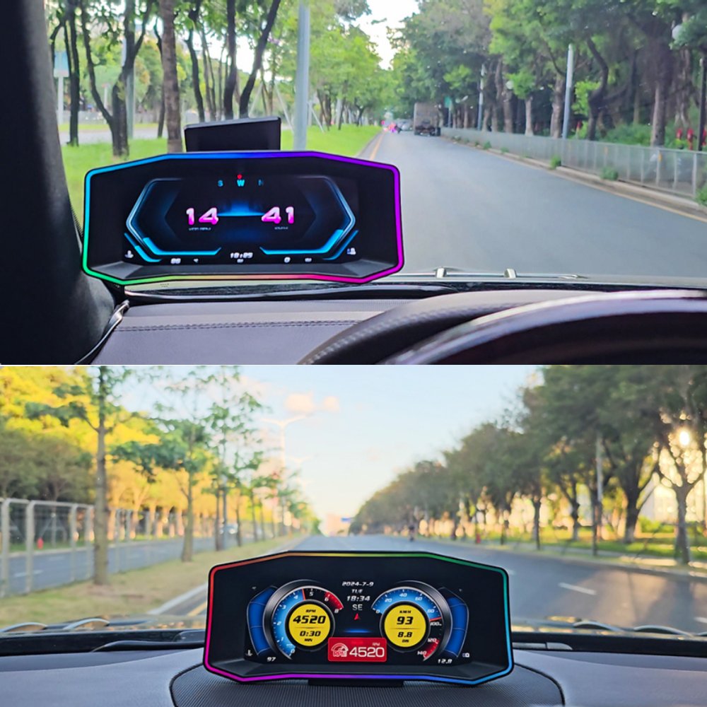 2025 New 6.2inch LCD Car Hud 5 in 1 Obd2+gps+turbo Meter+inclinometer+accelerometer with Touch Button DIY Vehicle logo P4