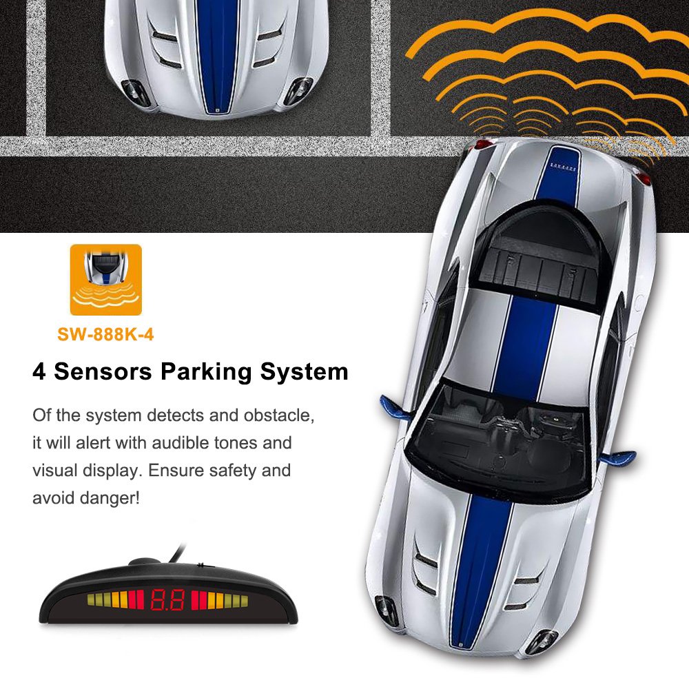 Parking Sensor Auto Parktronic Kit LED Display Auto Parking Radar with 4 Sensors Reverse Backup Monitor Detector System