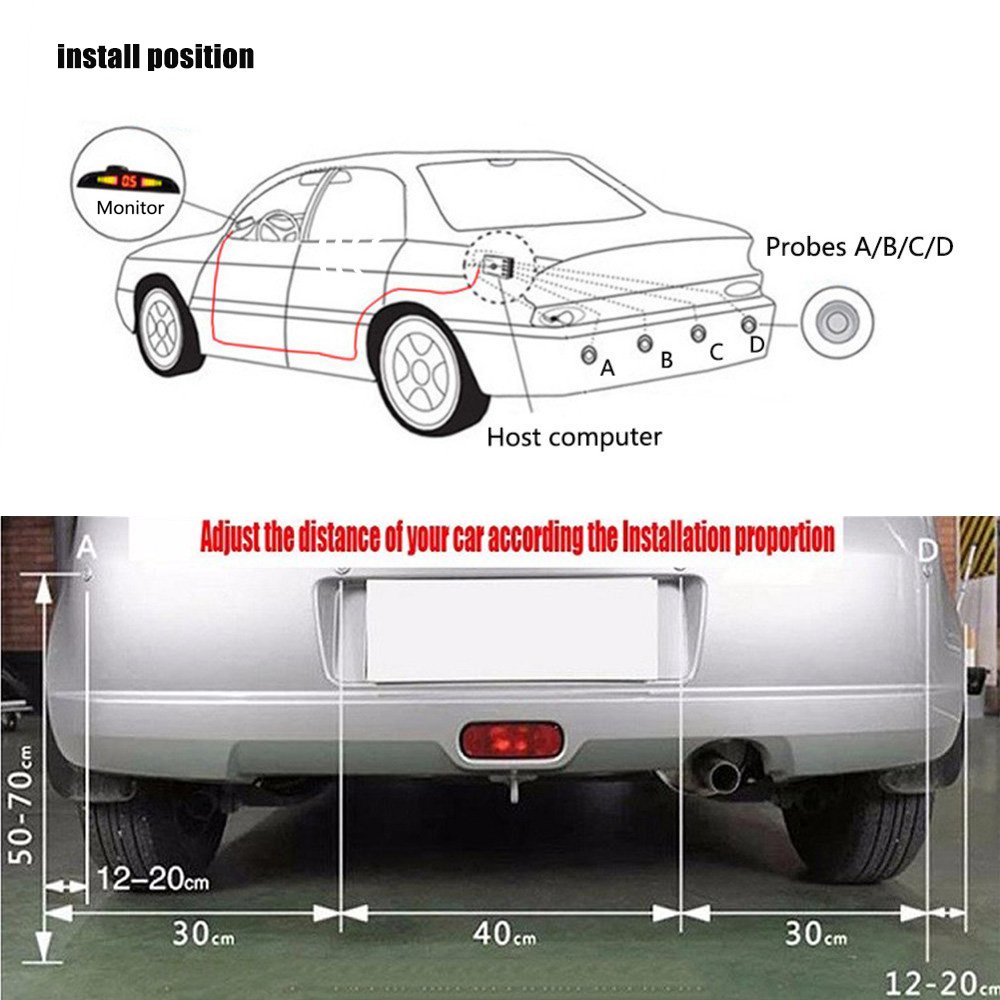 Parking Sensor Auto Parktronic Kit LED Display Auto Parking Radar with 4 Sensors Reverse Backup Monitor Detector System