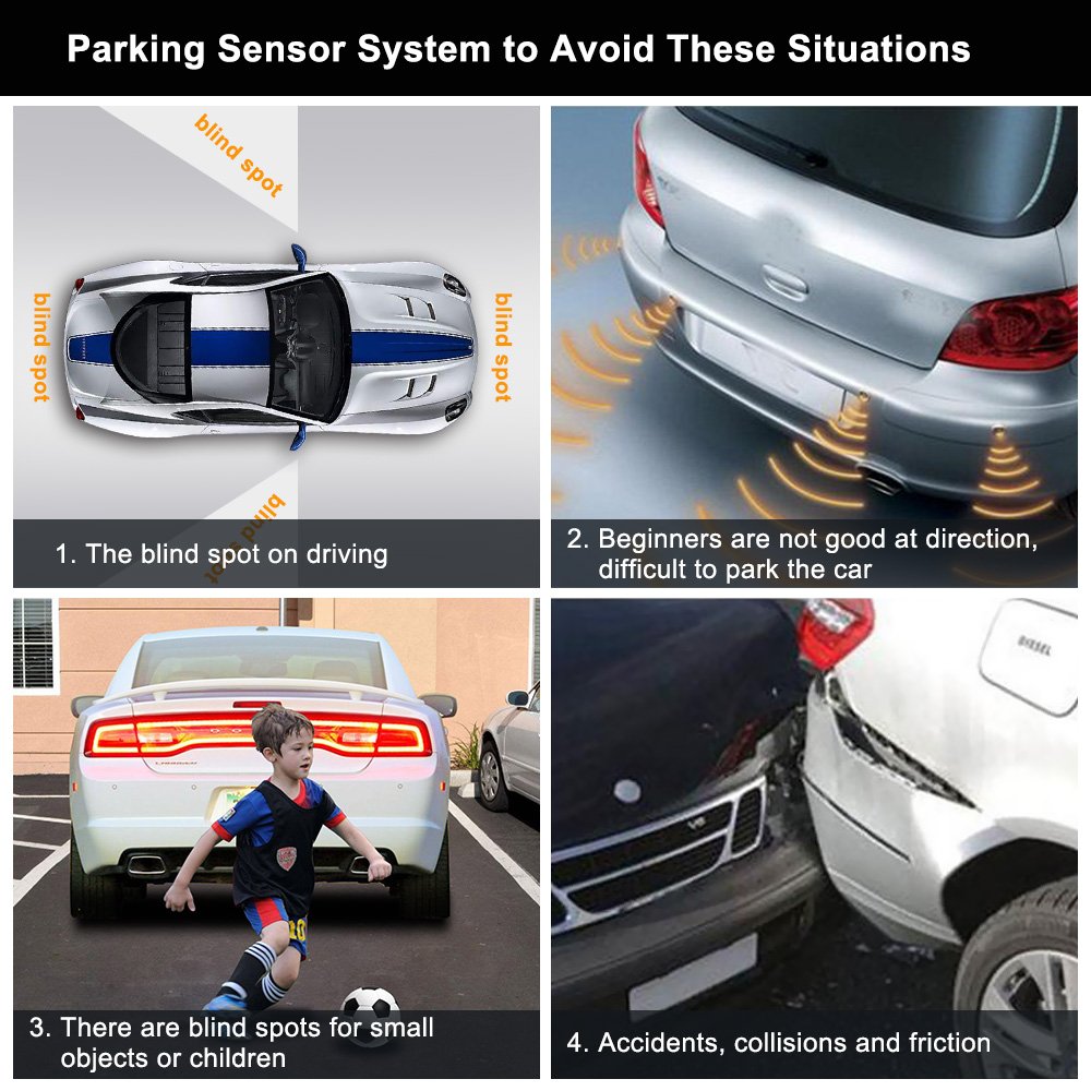 Parking Sensor Auto Parktronic Kit LED Display Auto Parking Radar with 4 Sensors Reverse Backup Monitor Detector System