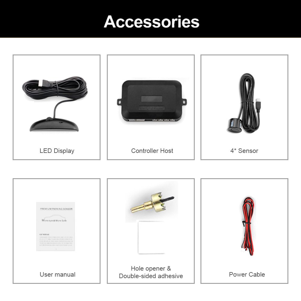 Parking Sensor Auto Parktronic Kit LED Display Auto Parking Radar with 4 Sensors Reverse Backup Monitor Detector System